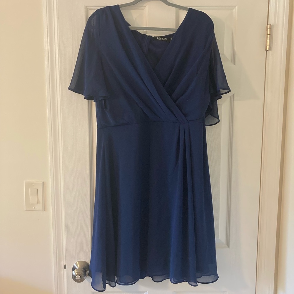 Ralph Lauren flutter sleeve formal dress